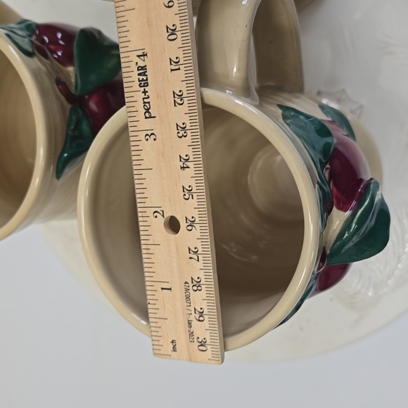 Vintage Franciscan Set Of 3 Apple Pattern Irish Mugs Speckled Earthenware Ribbed - Picture 13 of 14